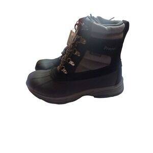 Propet Mens Waterproof Snow Boots Black Grey Duck Toe Side Zip Winter Boots